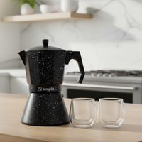 Pack Cafetera Italiana 12 Tazas + Set 2 Tazas Expreso 80 ml