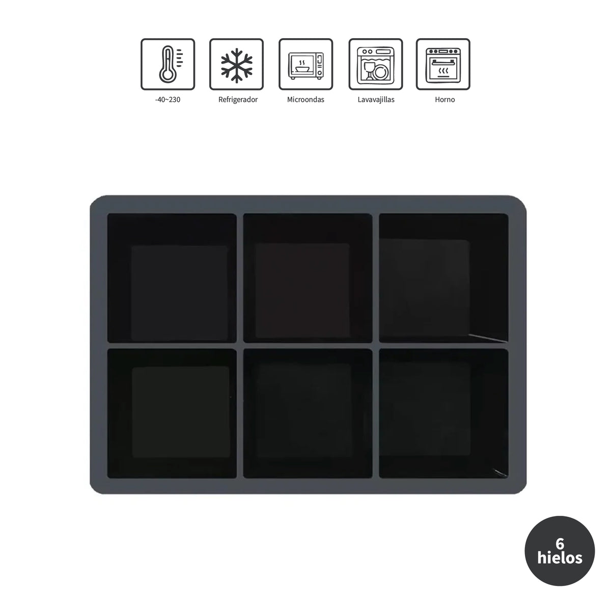 Cubeta de Hielo Silicona 6 Hielos Grandes Simplit