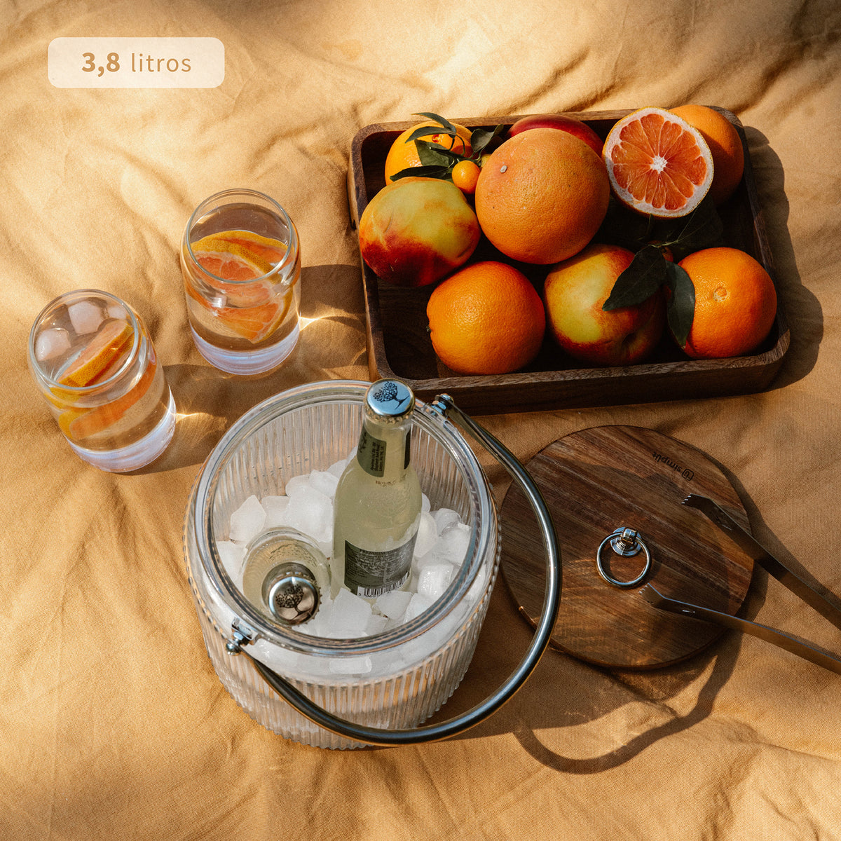 Set Hielera 3,8 lts + 6 Vasos Largos 350ml Charlotte Simplit