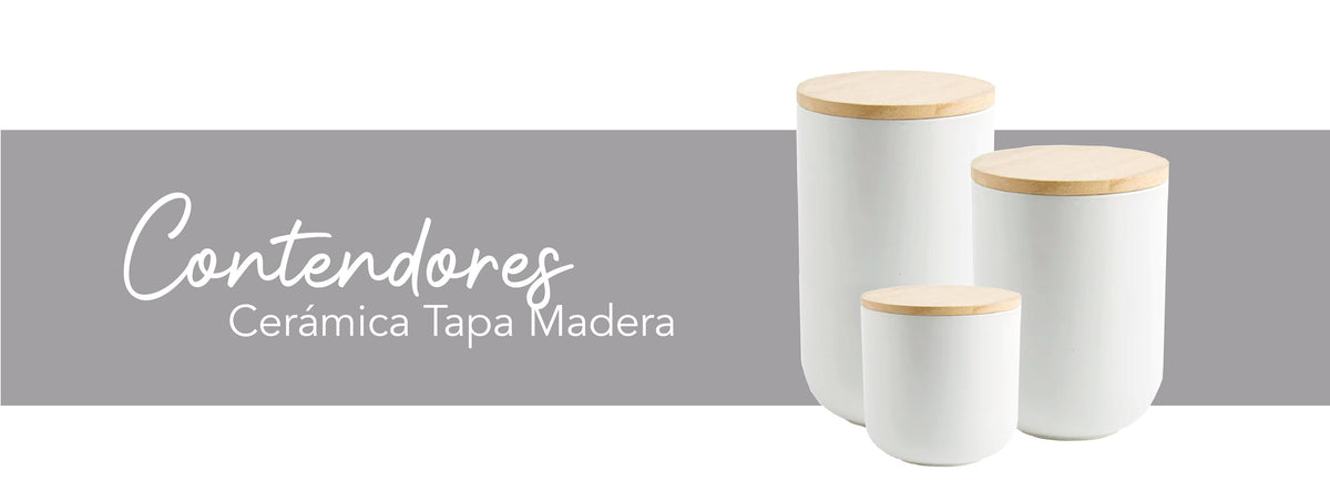 Simplit | Contenedor de Cerámica Hermético Tapa Madera