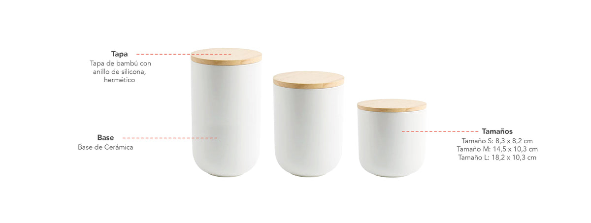 Simplit | Contenedor de Cerámica Hermético Tapa Madera