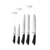 Tabla Para Picar Madera 40x28cm + Set Cuchillos Küche 5 pcs Acero Inoxidable