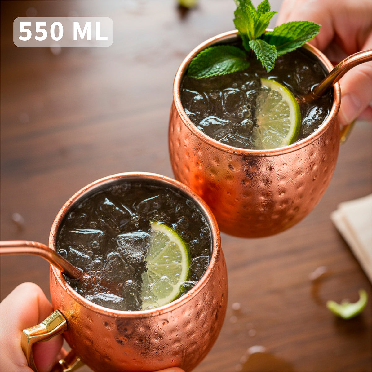 Set 4 Vasos Moscow Mule Mug Cobre + Bombillas Simplit