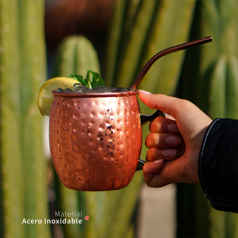 Set 4 Vasos Moscow Mule Mug Cobre + Bombillas Simplit