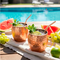 Set 2 Vasos Moscow Mule Mug Cobre + Bombillas Simplit