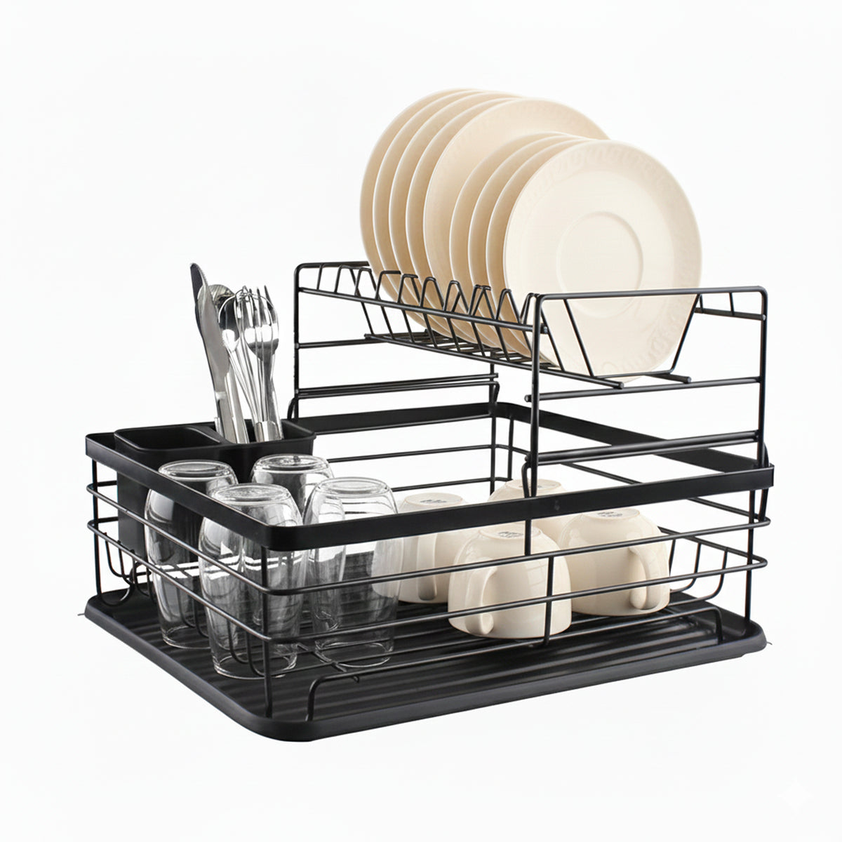 Secaplatos Escurridor 2 Niveles Acero Inox Negro Simplit