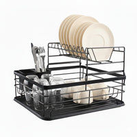 Secaplatos Escurridor 2 Niveles Acero Inox Negro Simplit