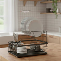 Secaplatos Escurridor 2 Niveles Acero Inox Negro Simplit