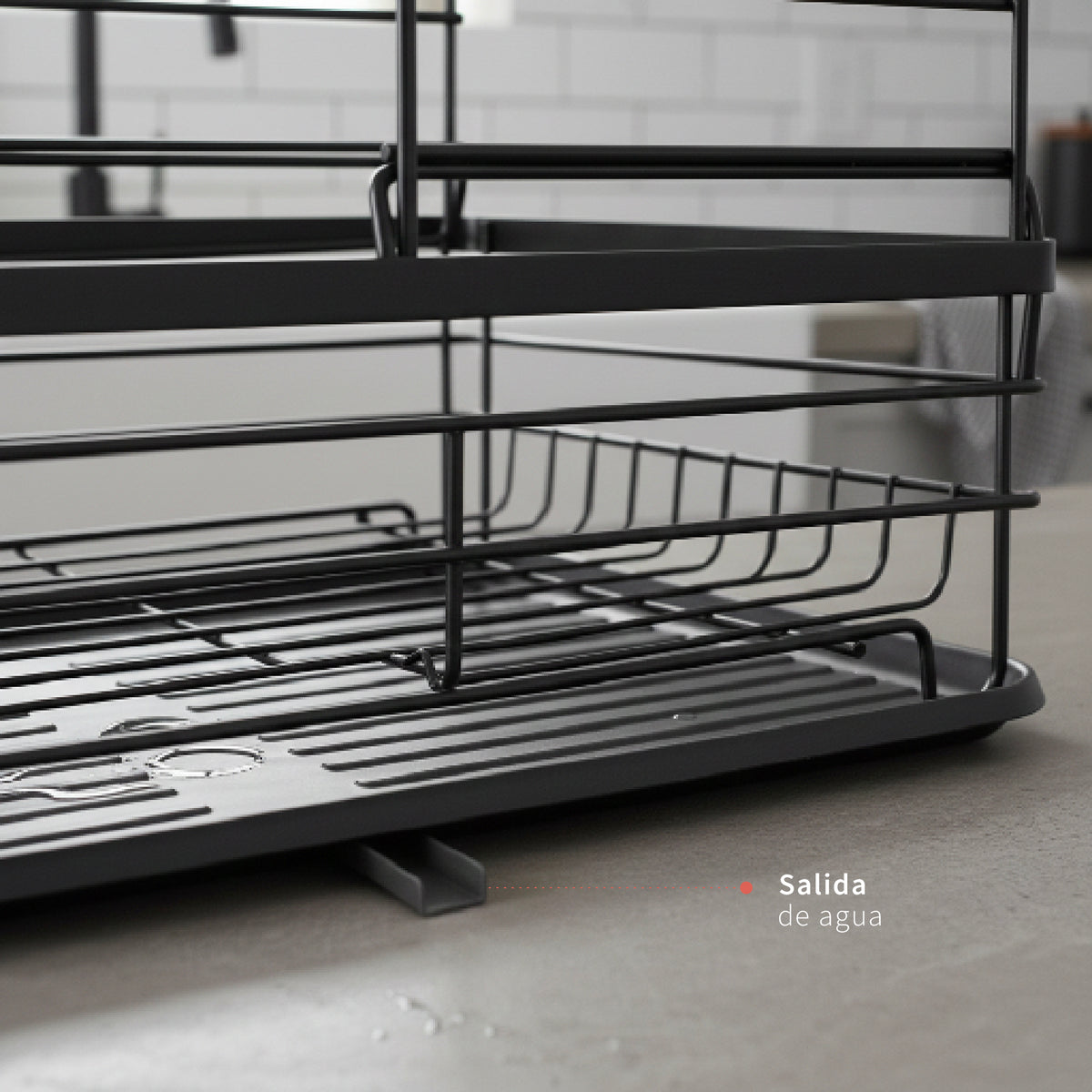 Secaplatos Escurridor 2 Niveles Acero Inox Negro Simplit