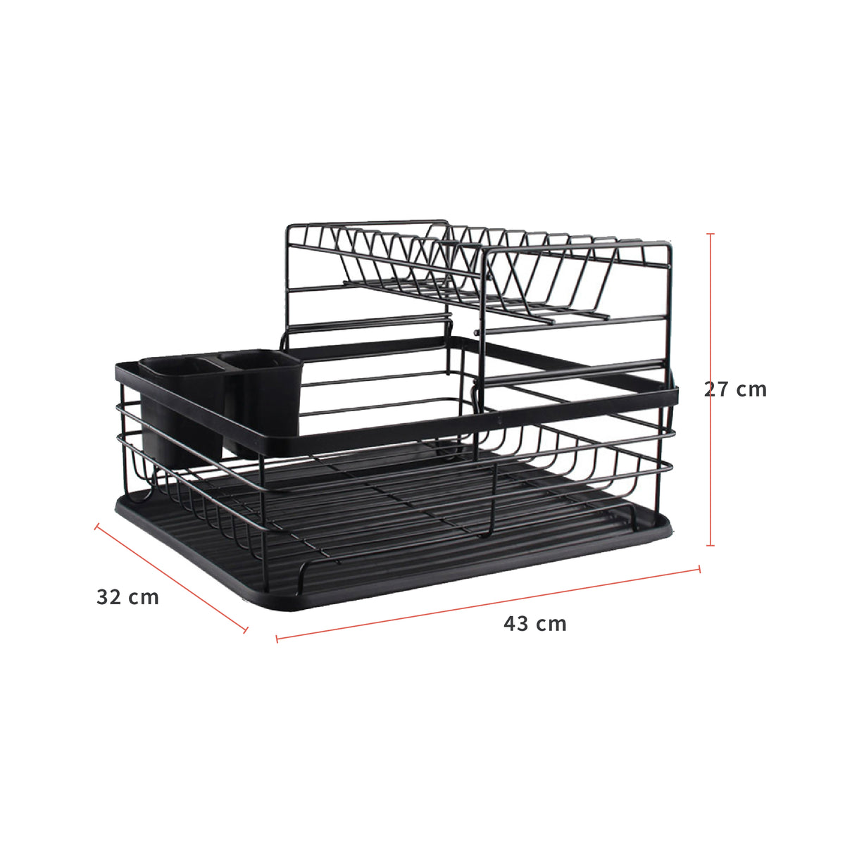 Secaplatos Escurridor 2 Niveles Acero Inox Negro Simplit