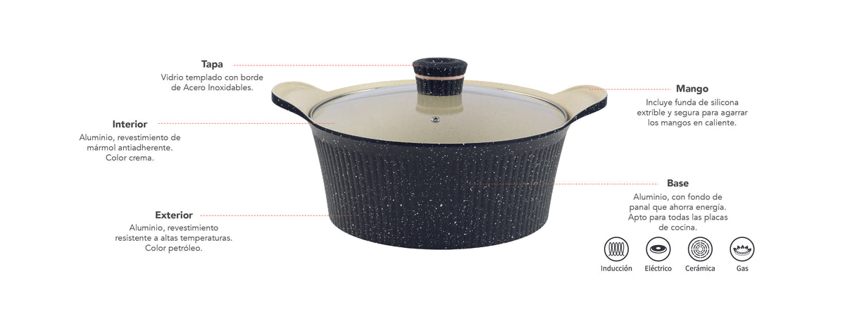 Simplit | Olla Antiadherente Tapa 28cm Cosmos