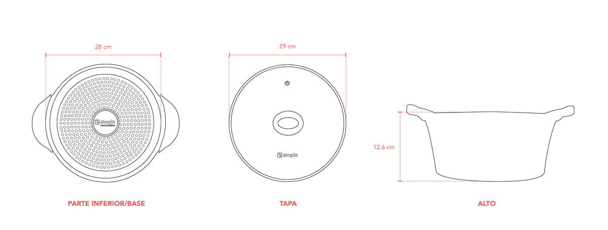 Simplit | Olla Antiadherente Tapa 28cm Cosmos