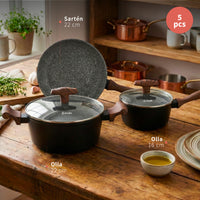 Batería de Cocina Antiadherente Oregon 5 Piezas Simplit