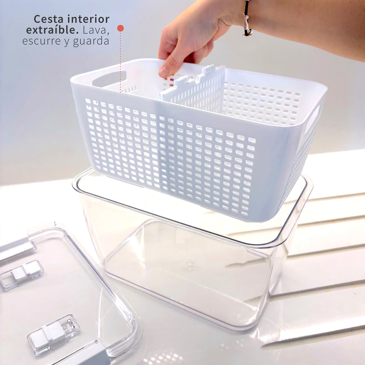 Organizador Refrigerador con Cesta L Simplit