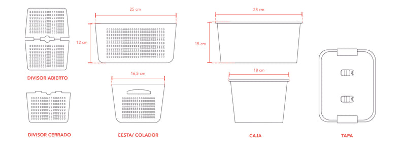 Simplit | Caja Organizadora Refrigerador con Cesta Grande
