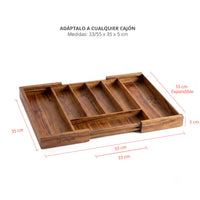 Organizador Cubiertos Expandible Madera Acasia Oslo Simplit