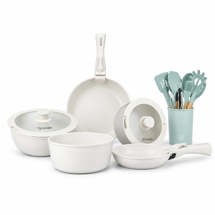 Batería Cocina Oxford Beige + Set 12 Utensilios Calipso Simplit