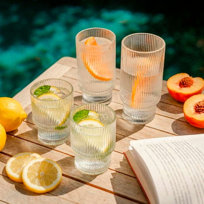 Set 12 Vasos Largos 350ml y Cortos 200ml Charlotte