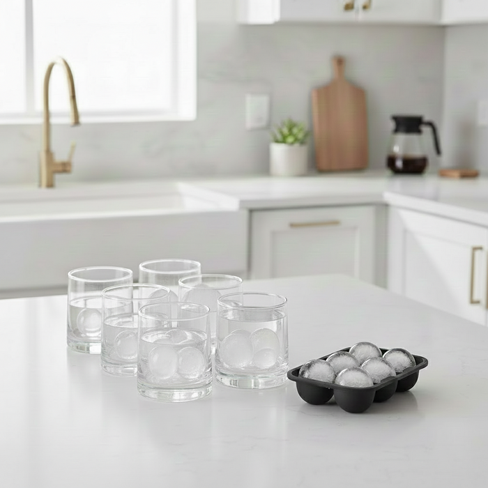 Pack 6 Vasos Whisky Kentucky + Cubeta Hielos Redondos