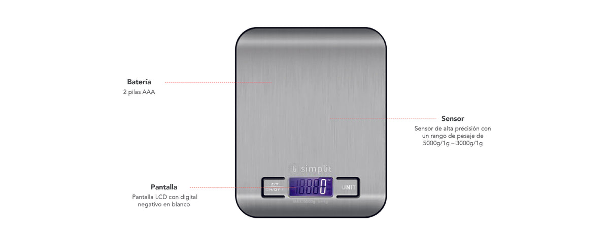 Simplit | Balanza Pesa Digital Para Cocina