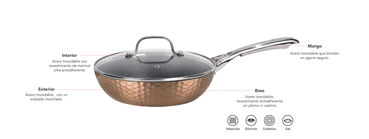 Simplit | Sartén Antiadherente Tapa 28cm Copper