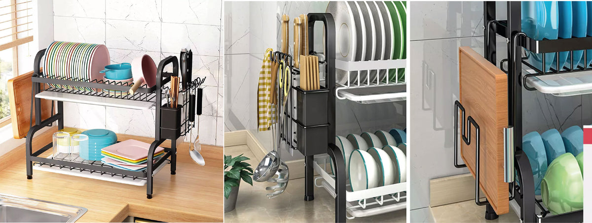 Simplit | Secaplatos Escurridor 2 Niveles 17 Platos Negro