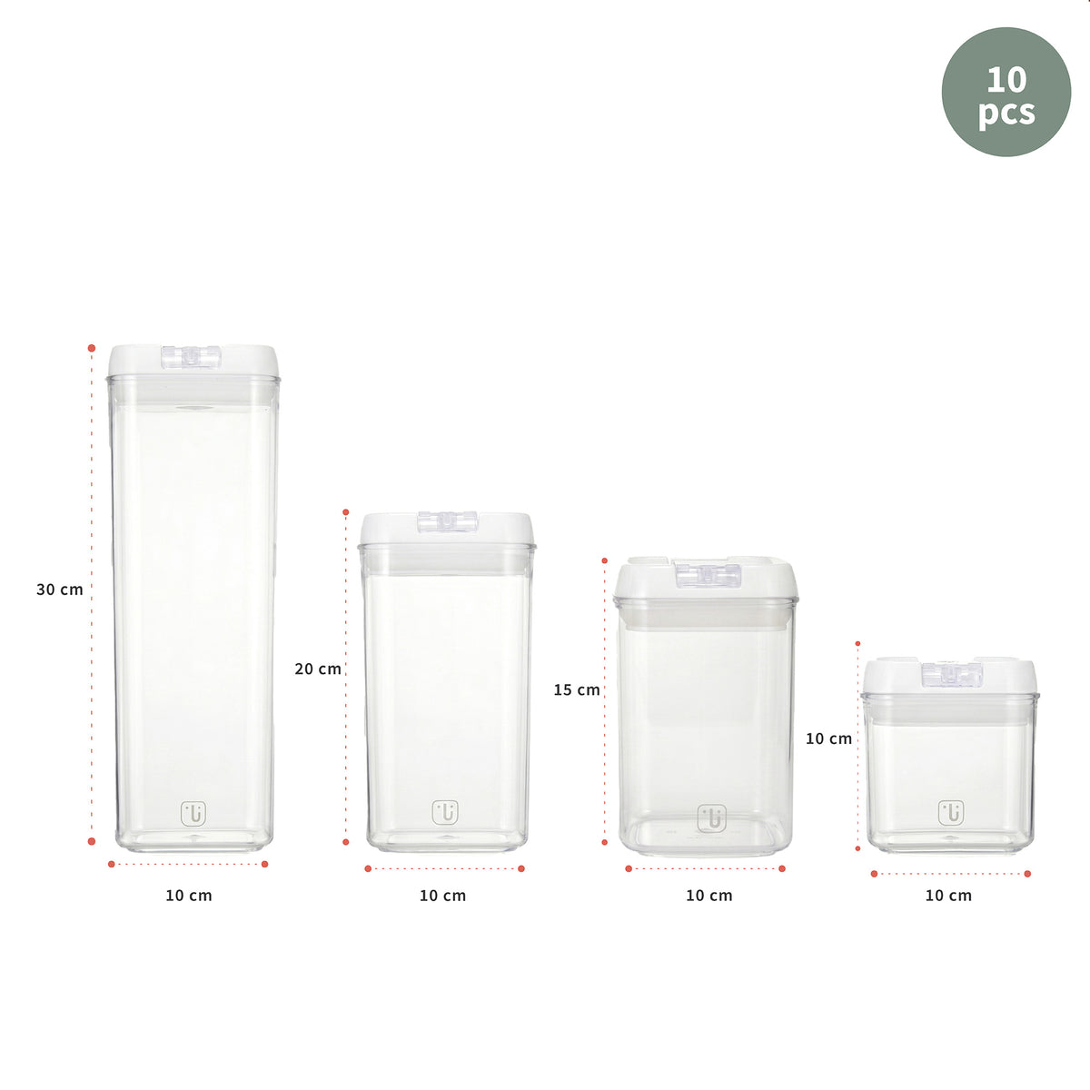 Pack 10 Contenedores Herméticos Plástico Blanco Simplit
