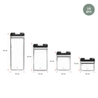 Pack 14 Contenedores Herméticos Plástico Negro Simplit