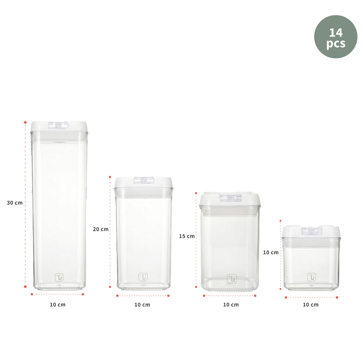 Pack 14 Contenedores Herméticos Plástico Blanco Simplit