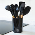 Set 12 Utensilios De Cocina Silicona Negro Simplit