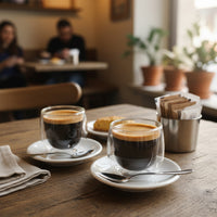 Set 2 Tazas Vidrio Doble Pared Expreso 80 ml Simplit