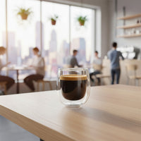 Set 2 Tazas Vidrio Doble Pared Expreso 80 ml Simplit