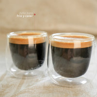 Set 2 Tazas Vidrio Doble Pared Expreso 80 ml Simplit
