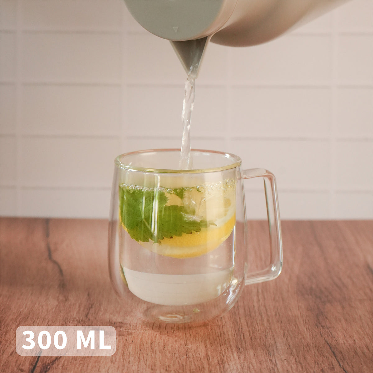 Set 2 Tazas Mug de Vidrio Doble Pared 300 ml Simplit