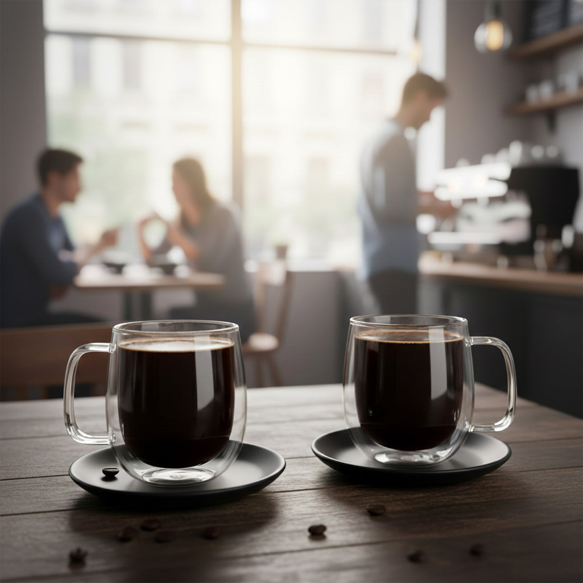 Set 2 Tazas Mug de Vidrio Doble Pared 300 ml Simplit