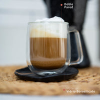 Set 2 Tazas Mug de Vidrio Doble Pared 300 ml Simplit