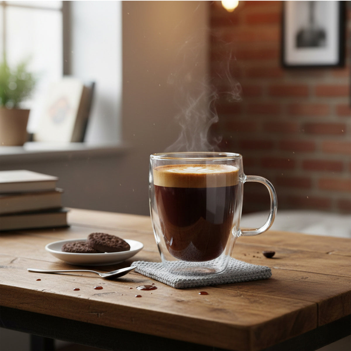 Set 4 Tazas de Vidrio Doble Pared 350 ml Simplit