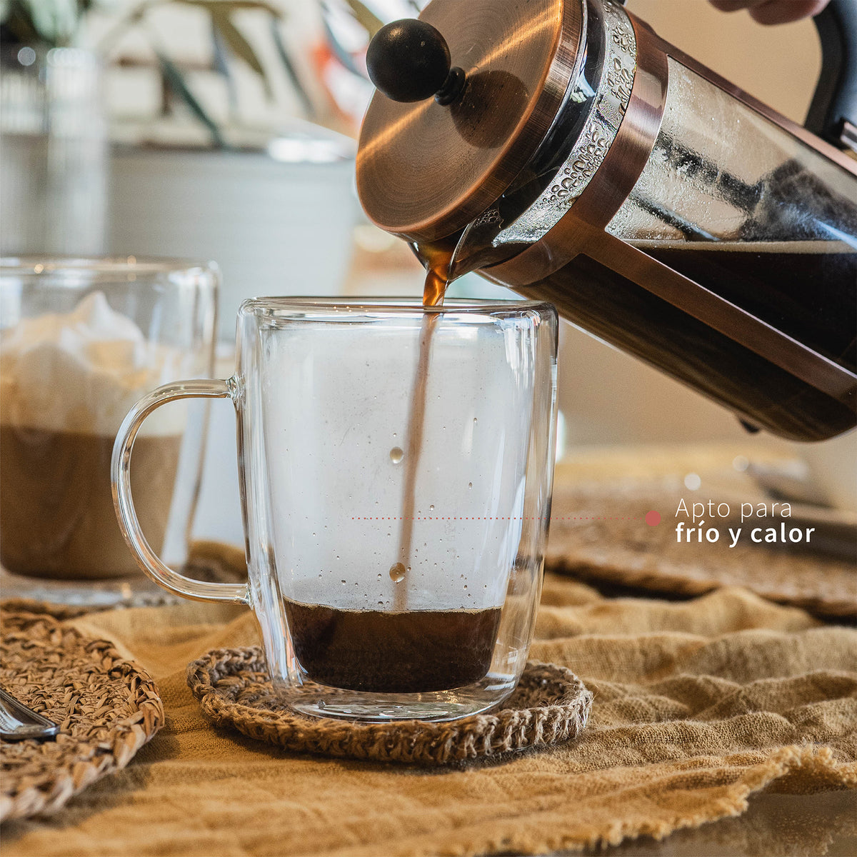 Set 4 Tazas de Vidrio Doble Pared 350 ml Simplit