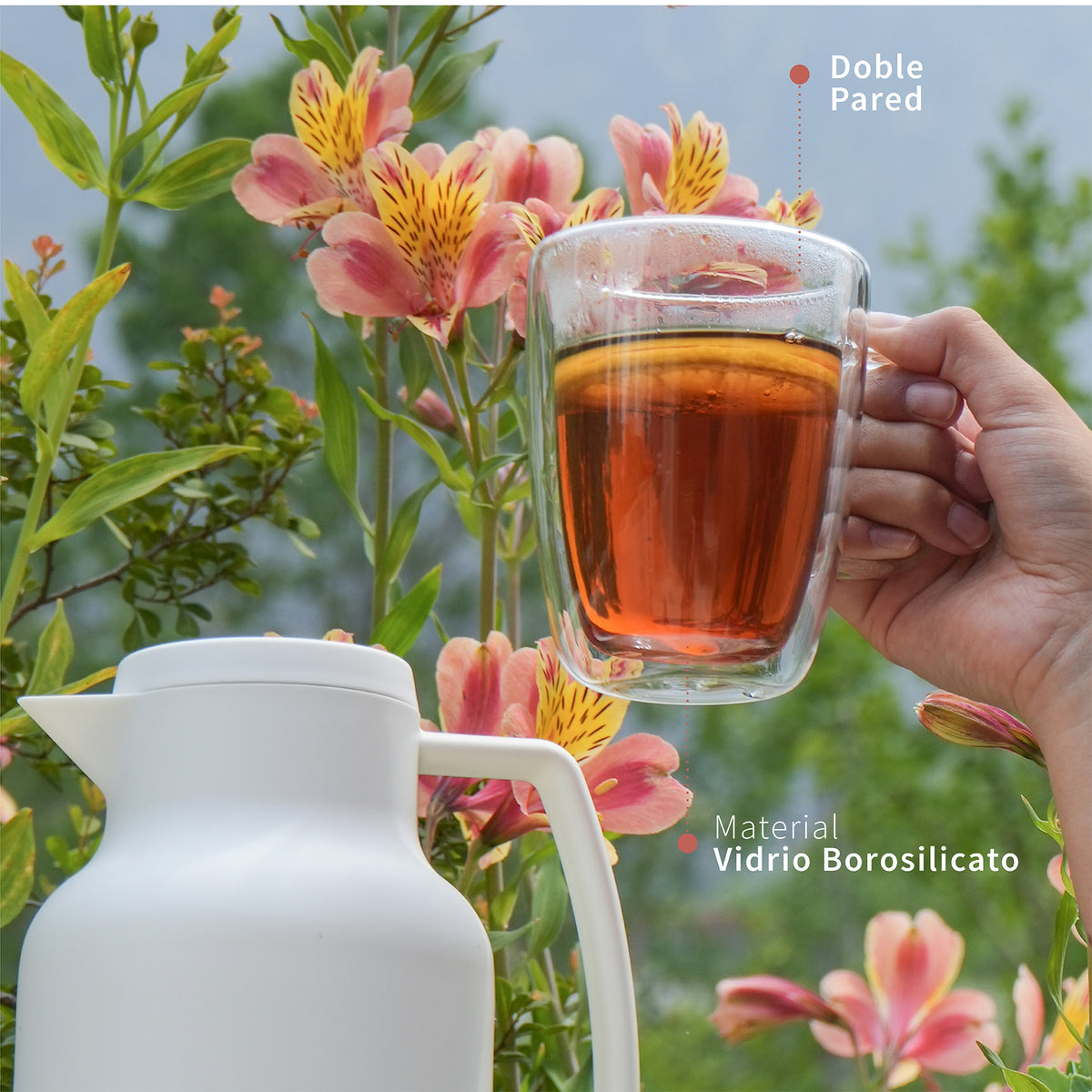 Set 4 Tazas de Vidrio Doble Pared 350 ml Simplit