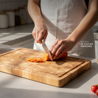 Tabla Para Picar Madera 40x28cm + Set Cuchillos Küche 5 pcs Acero Inoxidable