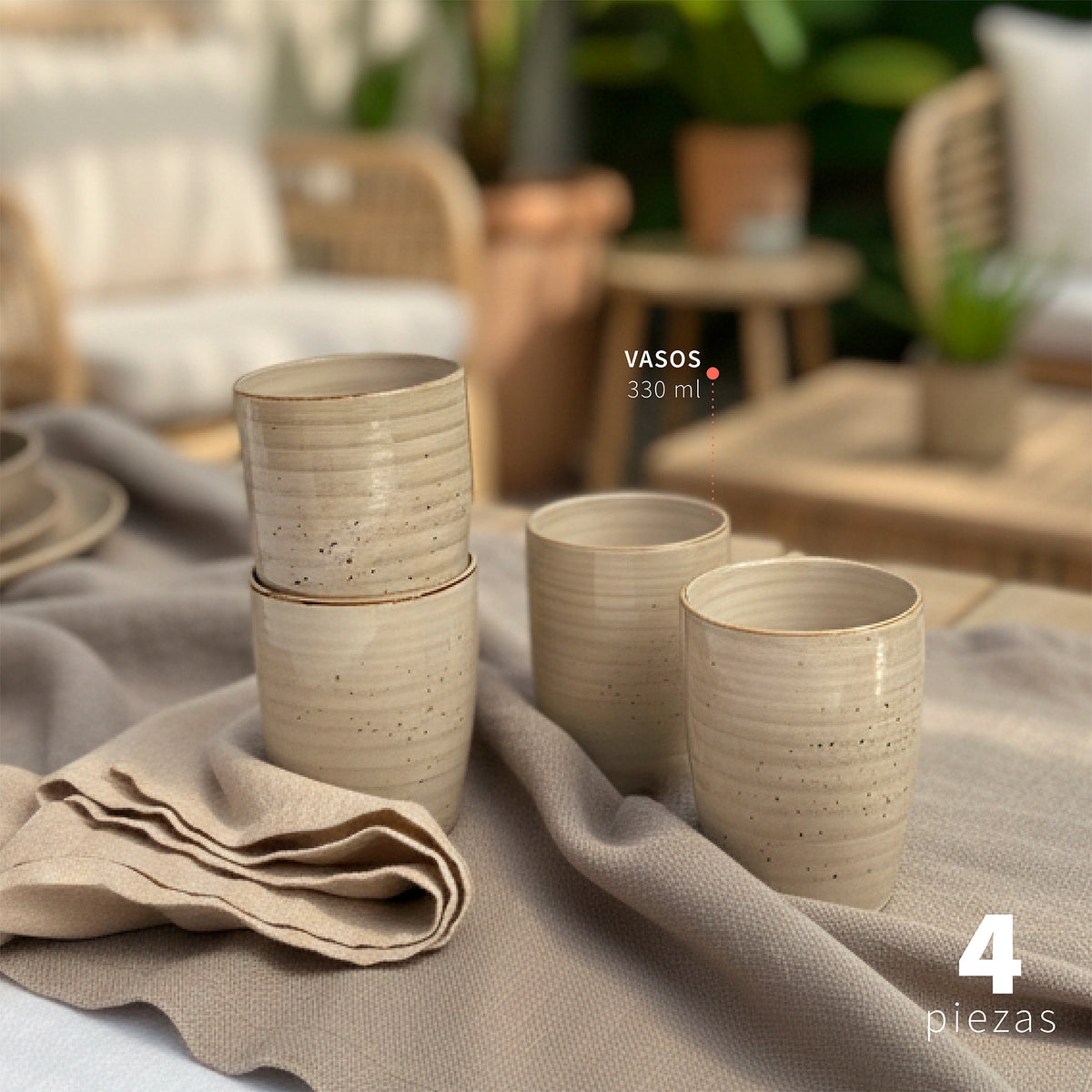 Set 8 Vasos Cerámica 330 ml Siena Simplit