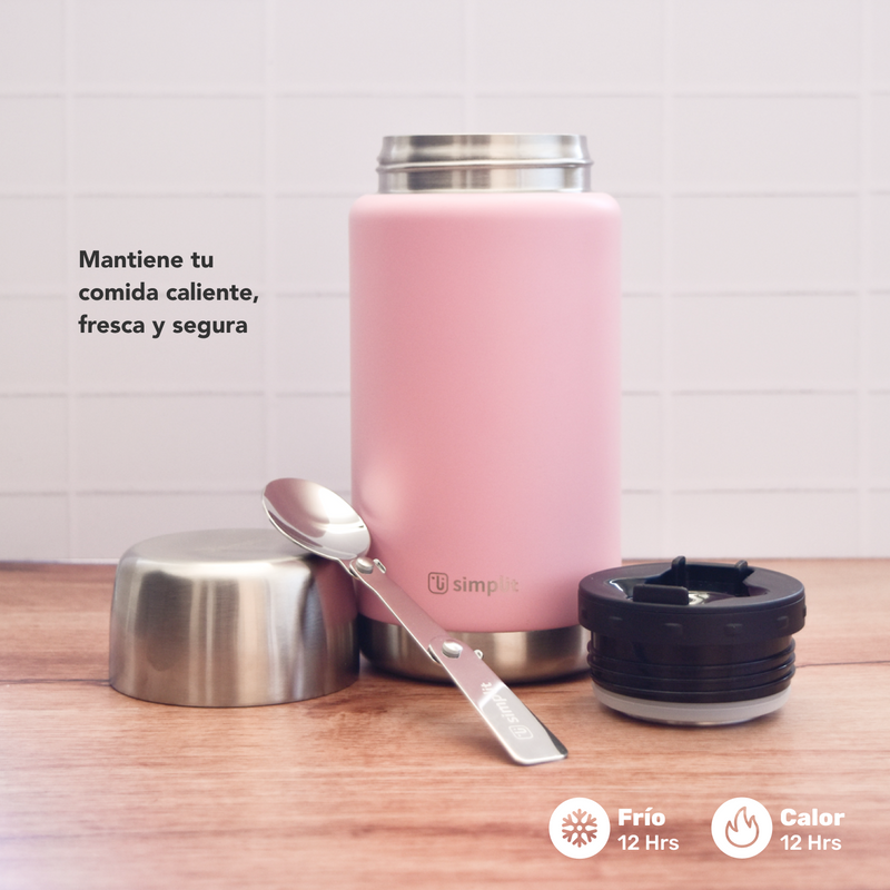 Termo de Comida Insulado Acero Inox 750 ml Rosado Simplit