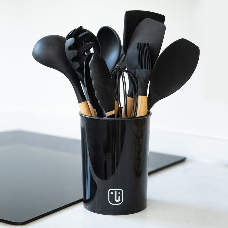Pack Batería Copper 7Pz + Set 12 Utensilios Negro Simplit
