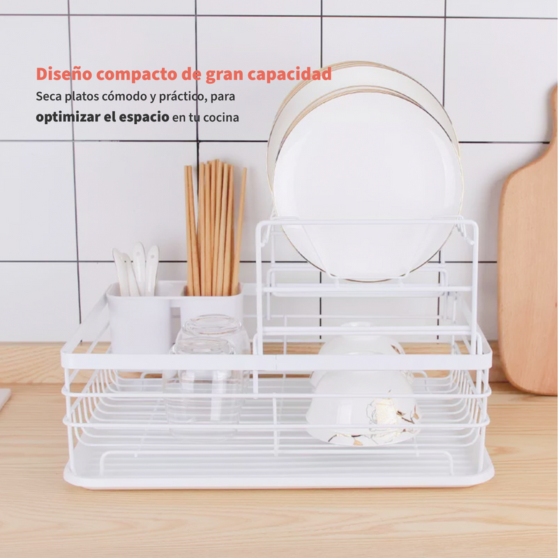 Secaplatos Escurridor 2 Niveles Acero Inox Blanco Simplit