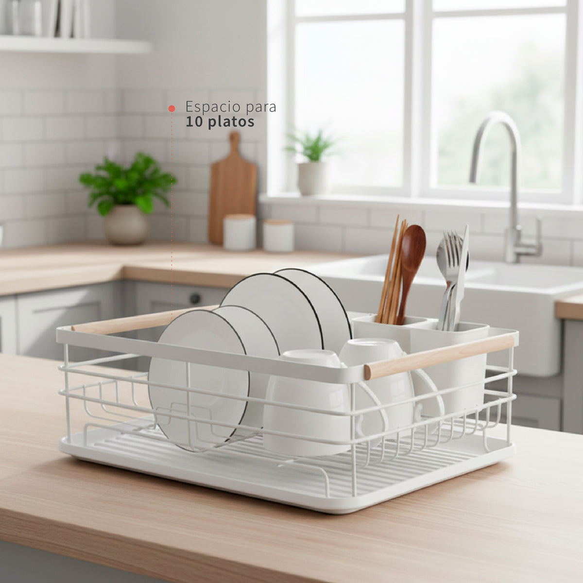 Secaplatos Escurridor 1 Nivel Acero Inox Blanco Simplit