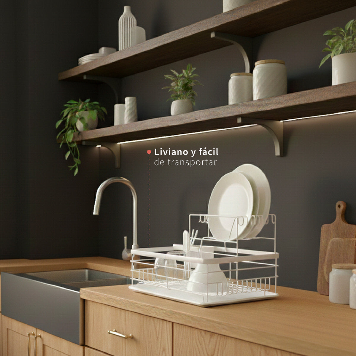 Secaplatos Escurridor 2 Niveles Acero Inox Blanco Simplit