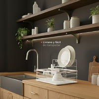 Secaplatos Escurridor 2 Niveles Acero Inox Blanco Simplit