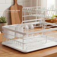Secaplatos Escurridor 2 Niveles Acero Inox Blanco Simplit