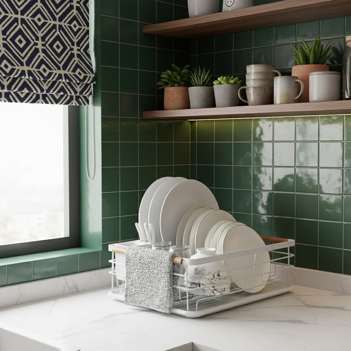 Secaplatos Escurridor 1 Nivel Acero Inox Blanco Simplit