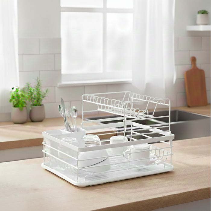 Secaplatos Escurridor 2 Niveles Acero Inox Blanco Simplit